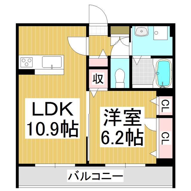 プレ デュ シャトー(1LDK/2階)の間取り写真