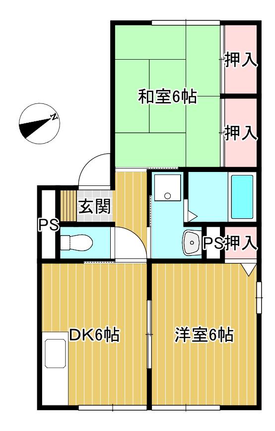 メゾンKI(2DK/1階)の間取り写真
