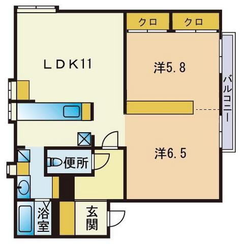 シティハウス平尾(2LDK/2階)の間取り写真