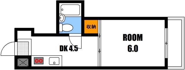シンプルライフR(1DK/2階)の間取り写真