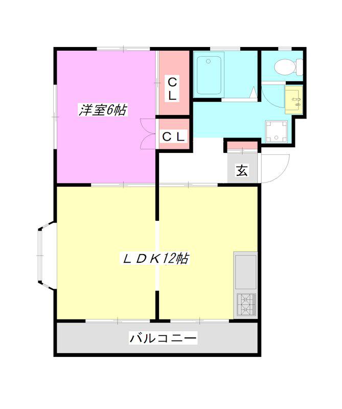 パークサイド久保稲荷(1LDK/1階)の間取り写真