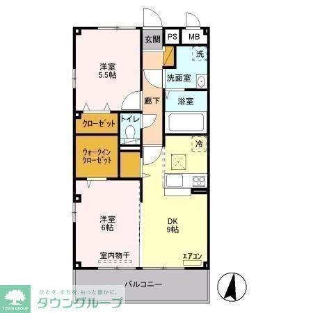 グランブルー(2DK/1階)の間取り写真