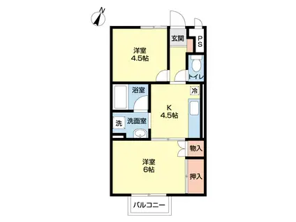 カサ・ルミノサ(2K/1階)の間取り写真