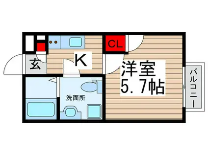 シャンティ八柱(1K/1階)の間取り写真