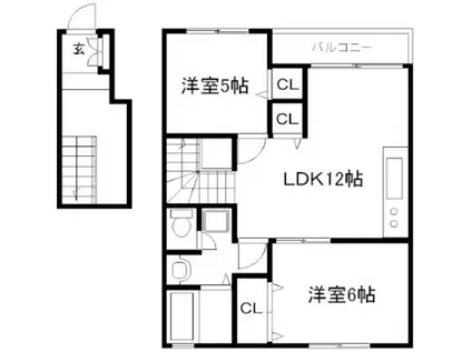 ルネ紫野(2LDK/2階)の間取り写真