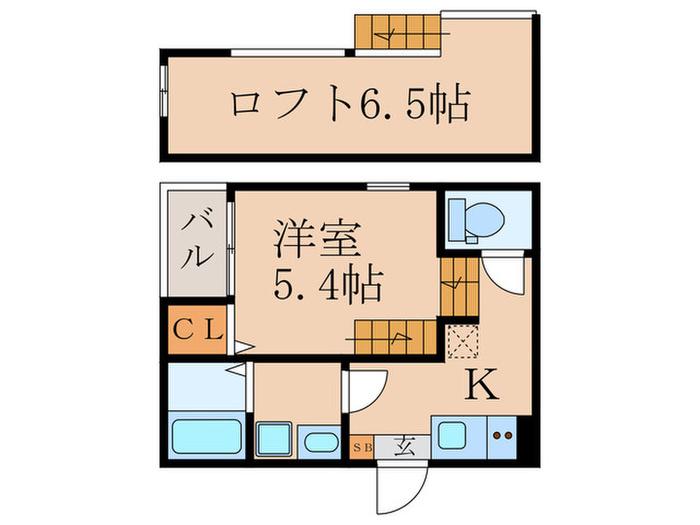 NEXSTAGE深草坊町(1K/2階)の間取り写真