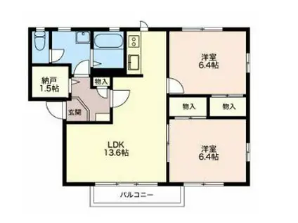 シティクレストA(2LDK/2階)の間取り写真