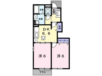 オアゾΑ(2DK/1階)の間取り写真