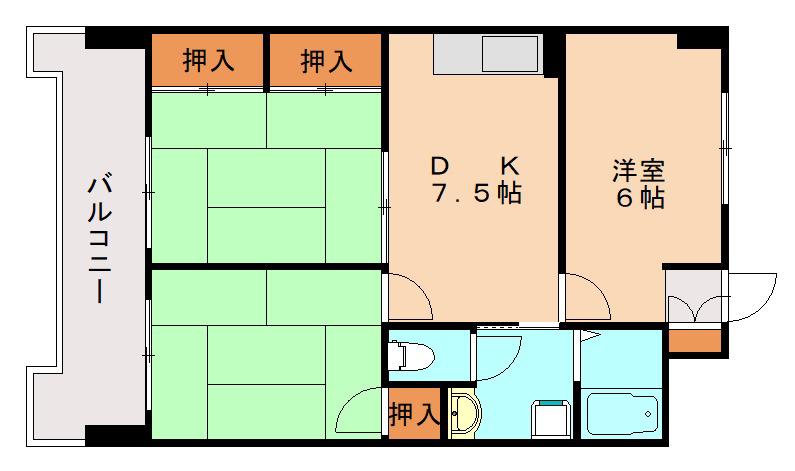 TKマンション那珂川(3DK/4階)の間取り写真