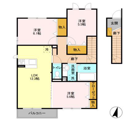 フラーゼ(3LDK/2階)の間取り写真