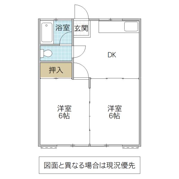 船橋コーポ NO.3(2DK/1階)の間取り写真