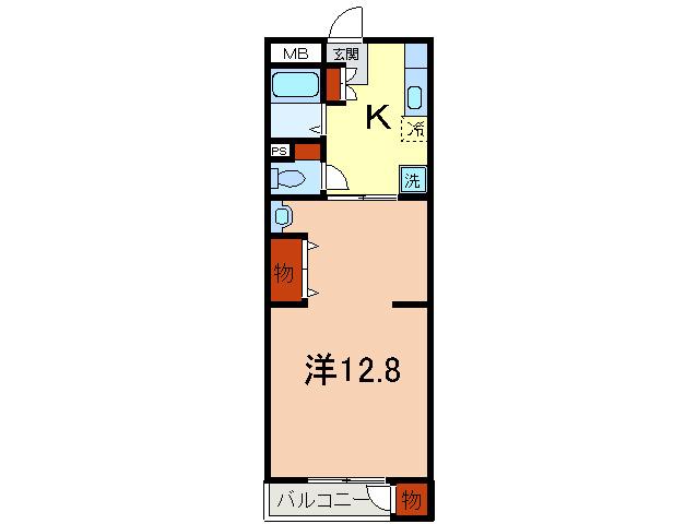 平野マンションI(1K/4階)の間取り写真
