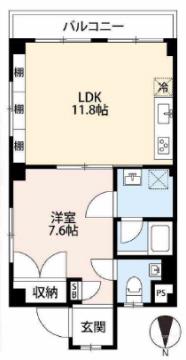 エスポアール甲南山手(1LDK/1階)の間取り写真