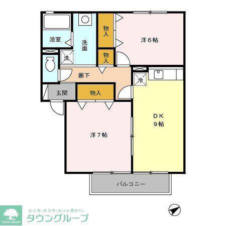 グランパルク(2DK/1階)の間取り写真