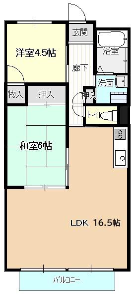 メモワールV(2LDK/1階)の間取り写真