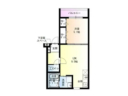 フジパレス百舌鳥八幡VI番館(1LDK/1階)の間取り写真