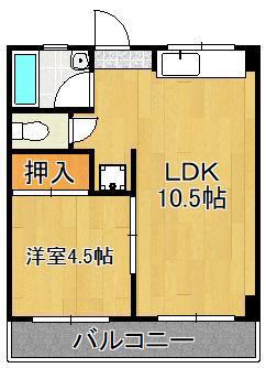 アベニュー片野(1LDK/4階)の間取り写真