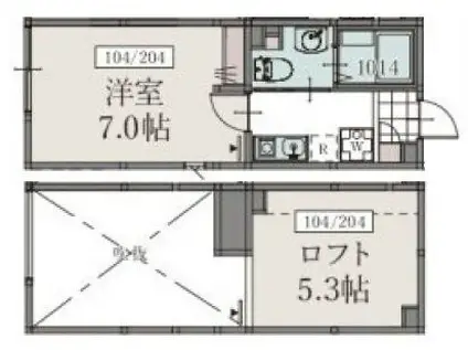 グレイスウッド武蔵中原(1K/2階)の間取り写真