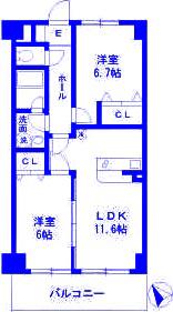 パークビュー仲町台(2LDK/2階)の間取り写真