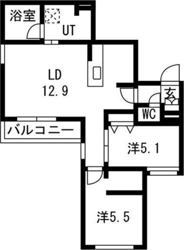LA MANANA旭山公園通(2LDK/4階)の間取り写真