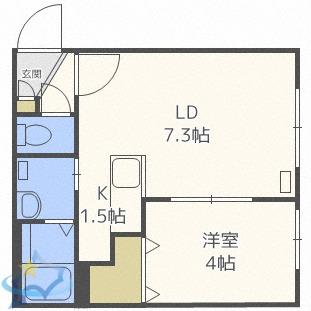 TSUBAKI SQUARE静修学園前(1LDK/1階)の間取り写真