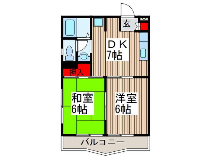 ロキシーパンセ中浦和(2DK/3階)の間取り写真