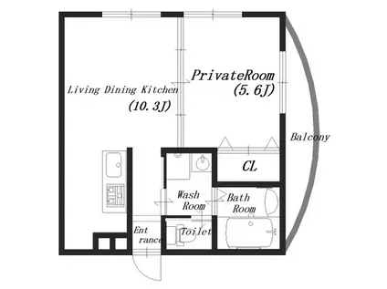 コスモマンション神宮駅前館(1LDK/3階)の間取り写真