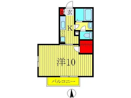 クレストドミール(1K/2階)の間取り写真