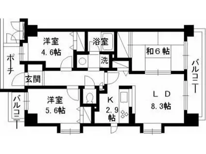 グリーンプラザ大井町(3LDK/4階)の間取り写真