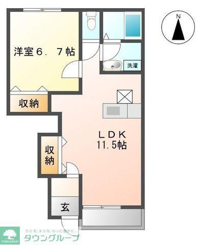 エクセル・ハイツ(1LDK/1階)の間取り写真