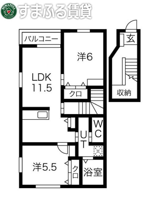 マノワール上里(2LDK/2階)の間取り写真