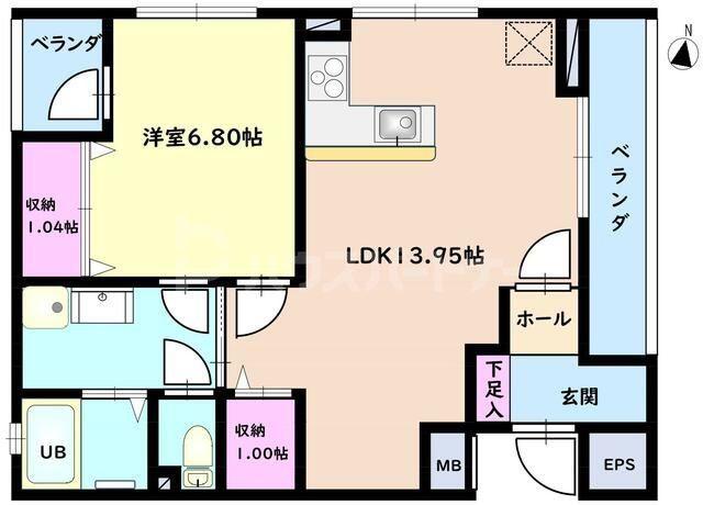 GRAND ETE(1LDK/4階)の間取り写真