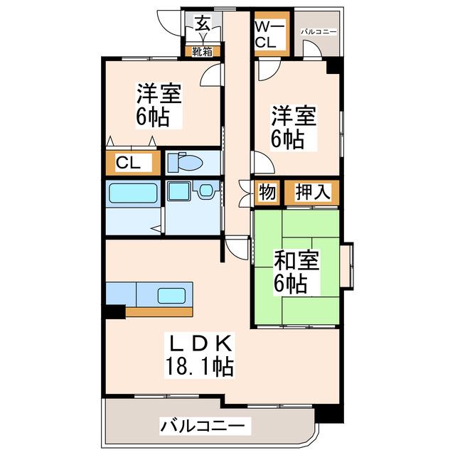 エクセレントM(3LDK/2階)の間取り写真