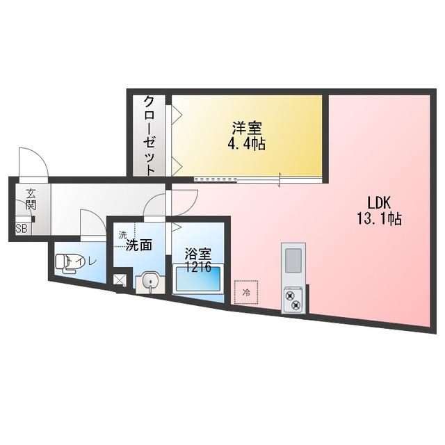 レピュア小石川レジデンスII(1LDK/2階)の間取り写真