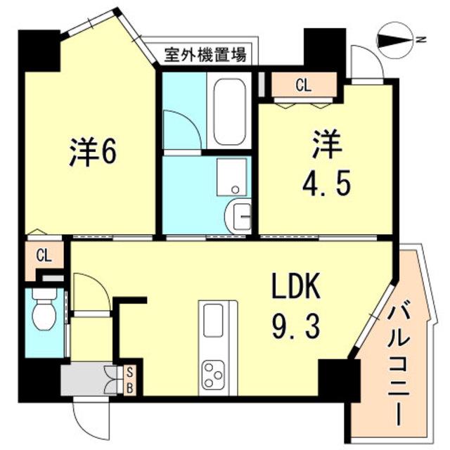 プリオーレ神戸大開通(2LDK/7階)の間取り写真