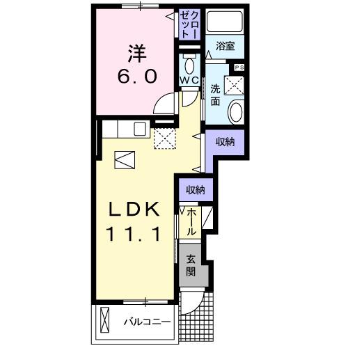 ヴィラ パライーソⅢ(1LDK/1階)の間取り写真
