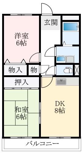 マンションウメノ(2DK/2階)の間取り写真