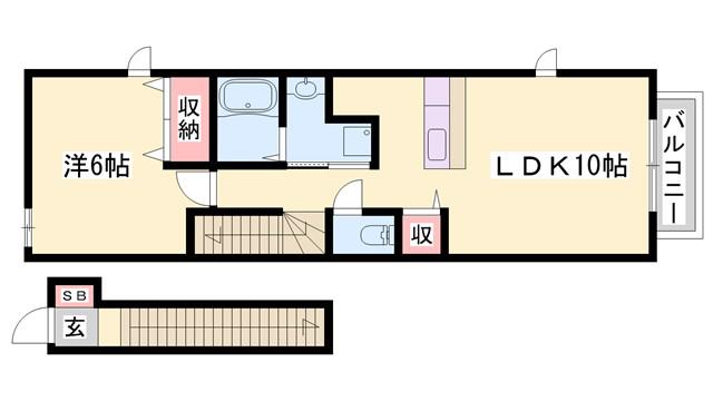 サンシャインフォレストI(1LDK/2階)の間取り写真