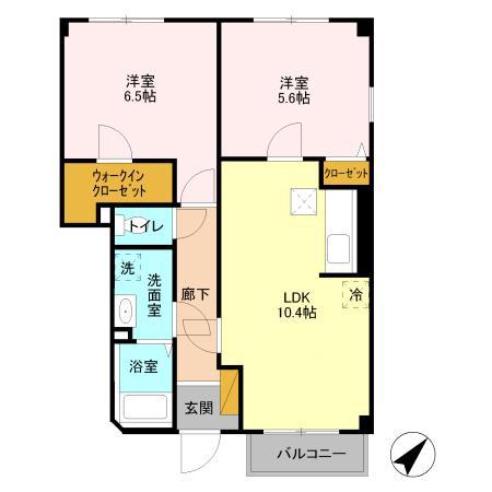 ウィステリア III(2LDK/1階)の間取り写真