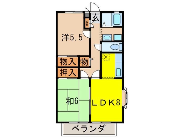 グリーンハイツM(2LDK/2階)の間取り写真