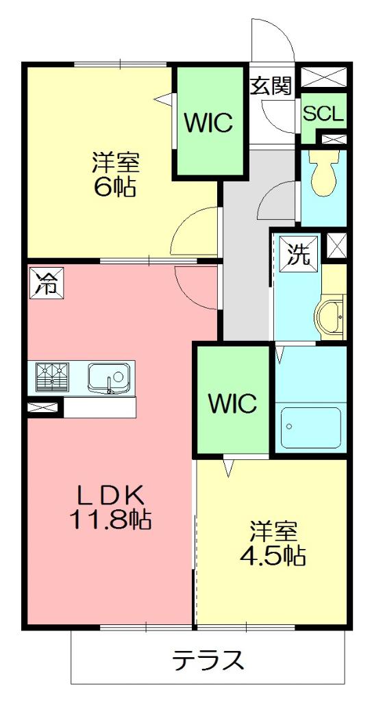 エクレール原宿(2LDK/1階)の間取り写真