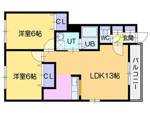 牧場壱番館(2LDK/1階)の間取り写真