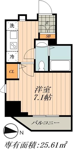 アイルカナーレ深川(1K/4階)の間取り写真
