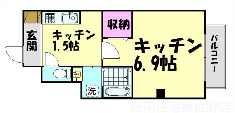 エフ・ビヤン(1K/1階)の間取り写真