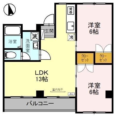 メゾンひまわり(2LDK/5階)の間取り写真