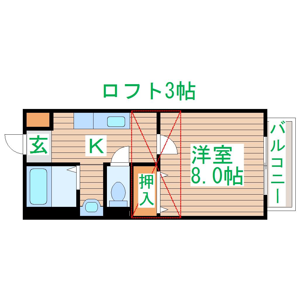 アスティオン荒井(1K/1階)の間取り写真