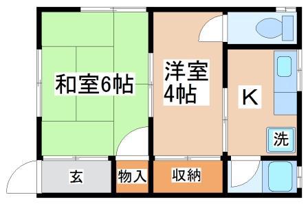 大門文化(2K/1階)の間取り写真