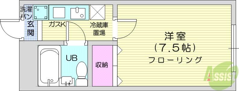 ブラウンハイム(1K/1階)の間取り写真
