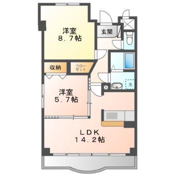 フェニックス(2LDK/7階)の間取り写真