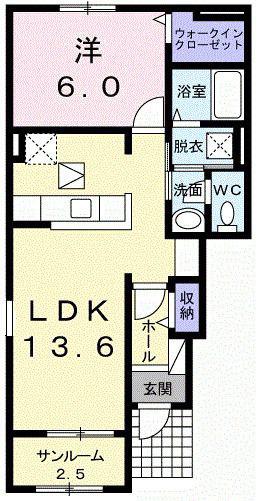 ル・プランタンII(1LDK/1階)の間取り写真